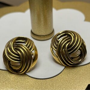Museum of Fine Art (MFA) Clip-On Gold Tone Earrings Vintage